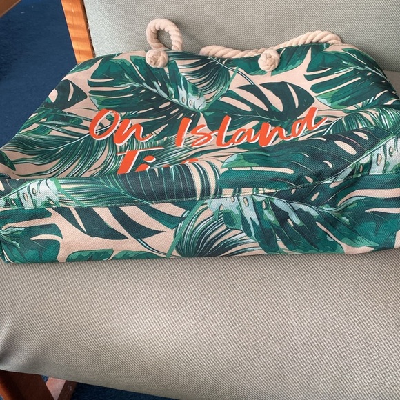 Tote Bag Ulta On Island Time Canvas Rope Handles Beach Cruise Vacation - Picture 8 of 9